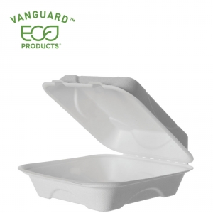 Vanguard™ Renewable & Compostable Sugarcane Clamshells - 9in x 6in x 3in