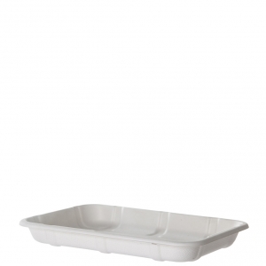 Compostable Sugarcane Meat & Produce Trays, 8.5 x 6 x 1.0in, 2D, White
