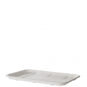 Compostable Sugarcane Meat & Produce Trays, 8.5 x 6 x 0.56in, 2S, White