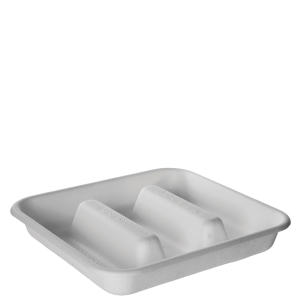 Vanguard™ WorldView™ Renewable & Compostable Sugarcane Take-Out Container - 7in Square, 3-Compartment