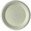 Compostable Round Sugarcane Plates, 9in, Natural